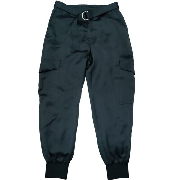 Ted Baker Black Cuff Jogger Pants W/Belted Waist & Cargo Pockets Women's Medium - Picture 1 of 12